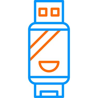 USB Çubuk Kalem Sürücüsü Simgesi, Vektör İllüstrasyonu 