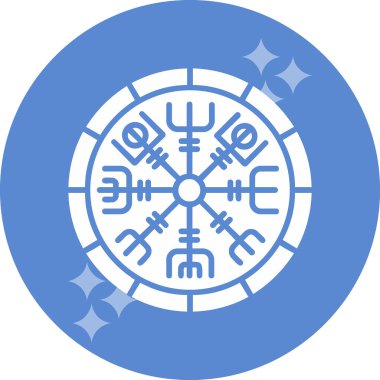 Vegvisir runik pusula simgesi, vektör illüstrasyonu.
