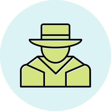 Şapkalı adam. Web simgesi basit illüstrasyon