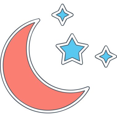 Yıldızlı ay. Web simgesi basit illüstrasyon 
