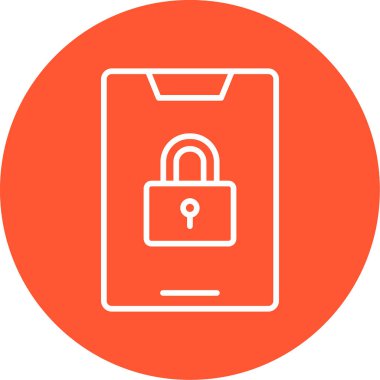 Kilit simgesine sahip akıllı telefon, vektör illüstrasyonu basit tasarım