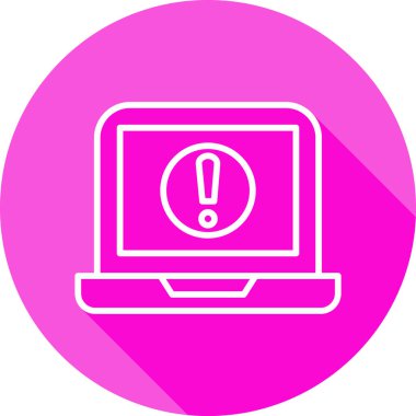 Dizüstü bilgisayar ekranında ünlem işareti, vektör illüstrasyonu basit tasarım