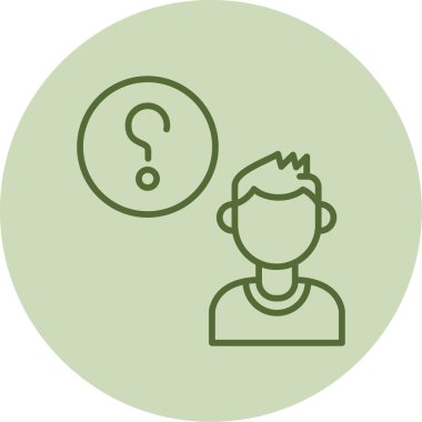 Müşteri Soru simgesi, vektör illüstrasyonu. Logotype. Konuşma balonunda soru işareti olan çocuk Avatar 'ı  