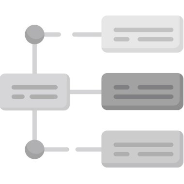 İş diyagramı simgesi. Ağ şeması simgesi. Veritabanı sembolü, vektör illüstrasyonu