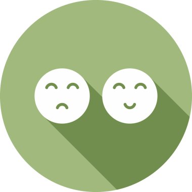 Mutlu ve üzgün yüz ifadeleri. Web basit illüstrasyonu