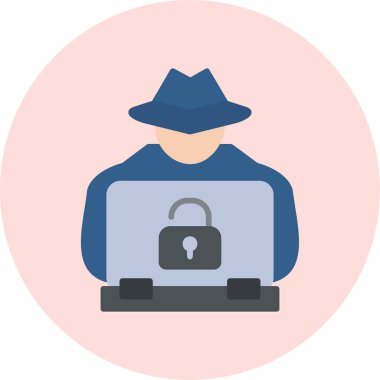 Hacker siber saldırı simgesi, vektör illüstrasyonu