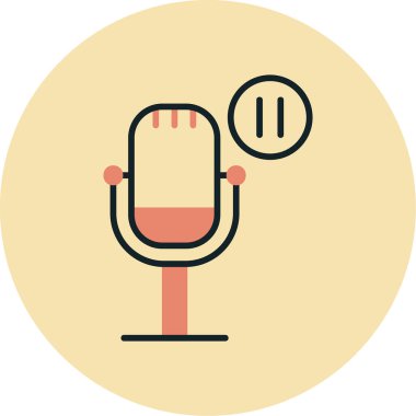 mikrofon, Düğmeyi Duraklat ikon vektör illüstrasyonuName