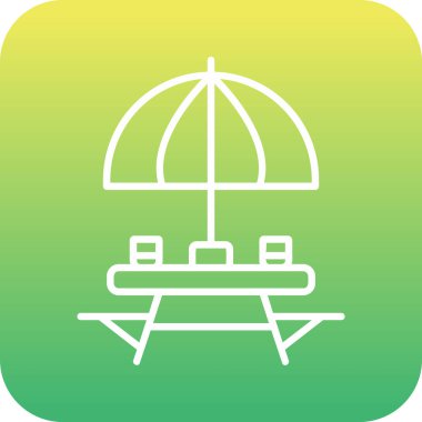 Sahildeki Açık Masa simgesinin vektör çizimi. 