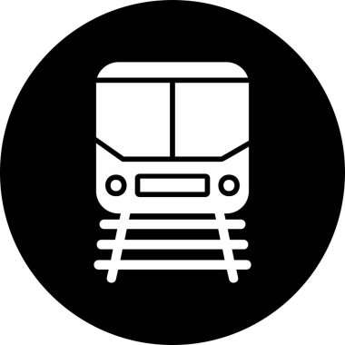 Demiryolu raylarındaki tren simgesi, vektör illüstrasyonu 