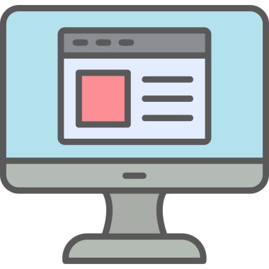 Web sitesi işareti, vektör illüstrasyonlu blog simgesi, bilgisayar ekranı