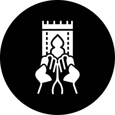 Elleri olan kilise, dua kavramı. Web simgesi basit illüstrasyon