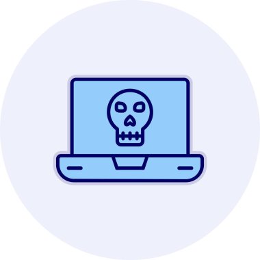 Laptop vektör çiziminde ölü kafatası simgesi