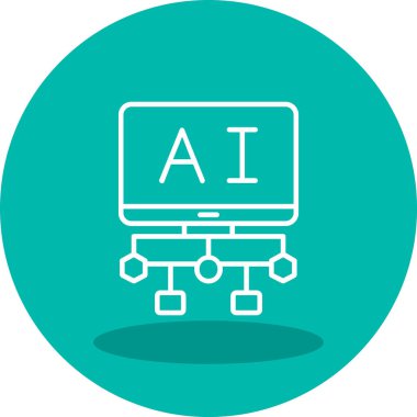 Yapay Zeka. Web simgesi basit illüstrasyon 