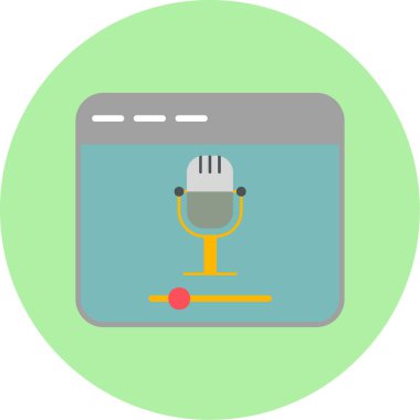 Mikrofon simgesi çevrimiçi kayıt kavramının vektör illüstrasyonu