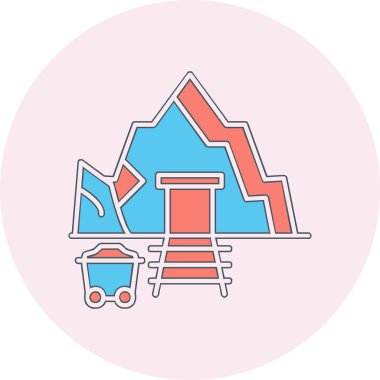 Taş mağara girişi. Taşlı madenin vektör illüstrasyonu