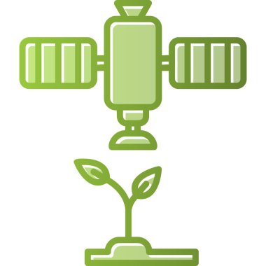 Uydu ve bitki simgesi, vektör illüstrasyonu 