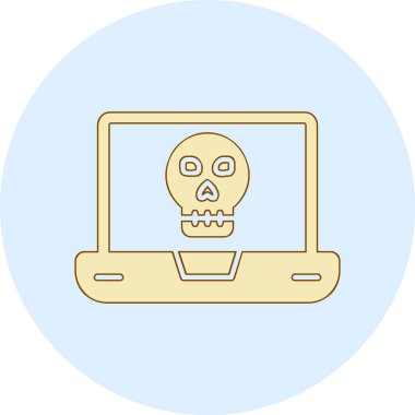Laptop vektör çiziminde ölü kafatası simgesi