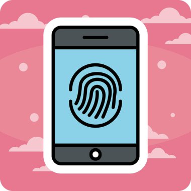 Parmak izi simgesi vektör çizelgesine sahip akıllı telefon