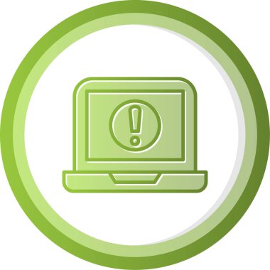 Dizüstü bilgisayar ekranında ünlem işareti, vektör illüstrasyonu basit tasarım