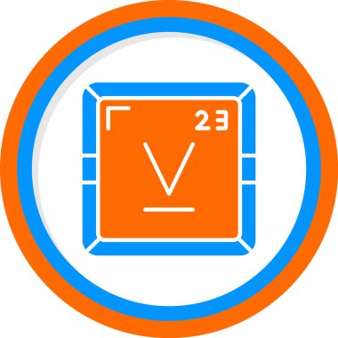 Vanadyum periyodik tablo simgesi. Vanadyum sembolü bilimsel vektör kimyasal element