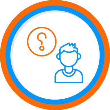 Müşteri Soru simgesi, vektör illüstrasyonu. Logotype. Konuşma balonunda soru işareti olan çocuk Avatar 'ı  