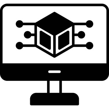 Bilgisayar Simülasyonu simgesi, vektör illüstrasyonu basit tasarım