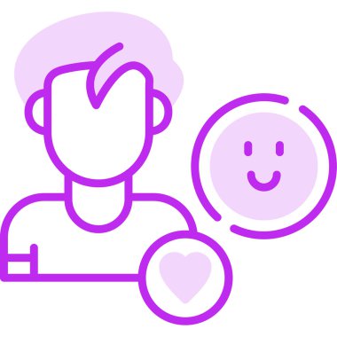 Mutlu emoji simgesine sahip insan avatarı, vektör illüstrasyonu basit tasarım