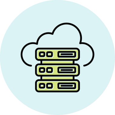 Bulut Sunucusu simgesi, vektör illüstrasyonu basit tasarım