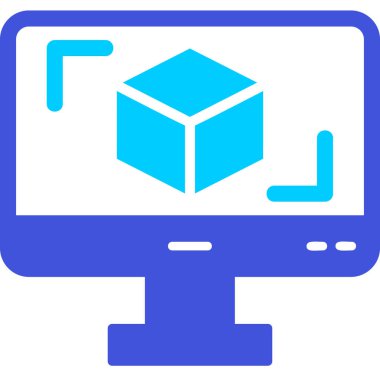 3D modelli bilgisayar ekranı, vektör illüstrasyonu