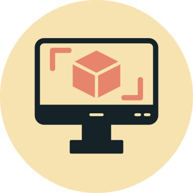 3D modelli bilgisayar ekranı, vektör illüstrasyonu