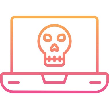 Laptop vektör çiziminde ölü kafatası simgesi