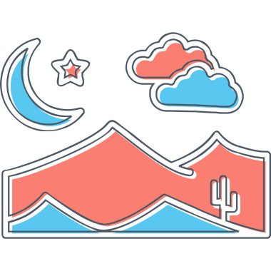 Dağdaki gece sahnesinin vektör illüstrasyonu 