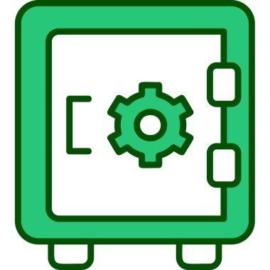 Dolap, güvenli, Vector Line Illustration. İş ve Finans simgesi.