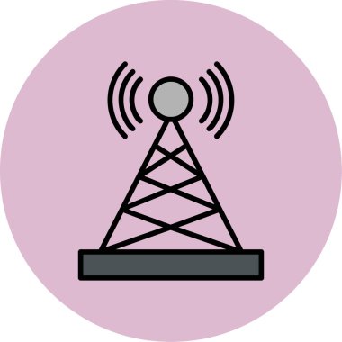 Uydu kulesi işaret çizgisi ağ simgesi, vektör illüstrasyonu