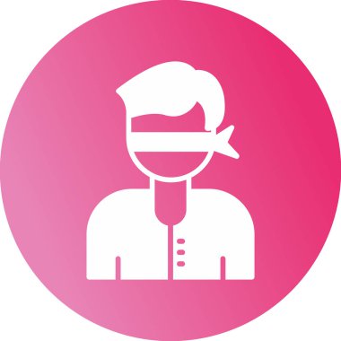 Gözleri bağlı bir adam. Web simgesi vektör illüstrasyonu