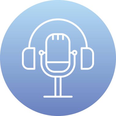 Mikrofon simgesi ve vektör illüstrasyonlu kulaklıklar