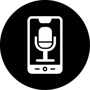 Telefon Kaydı, mikrofon ikonu vektör çizimi