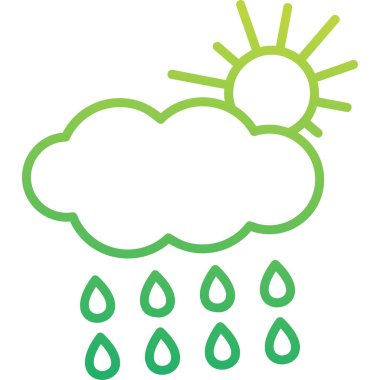 Yağmurlu bir hava. Web simgesi vektör illüstrasyonu 