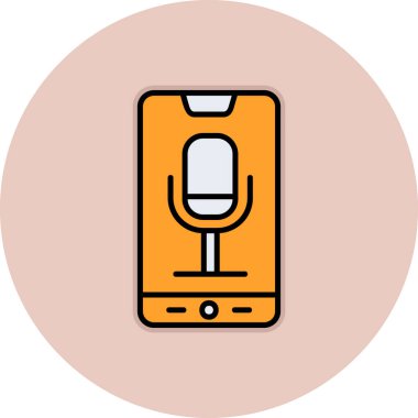 Telefon Kaydı, mikrofon ikonu vektör çizimi