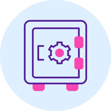 Dolap, güvenli, Vector Line Illustration. İş ve Finans simgesi.