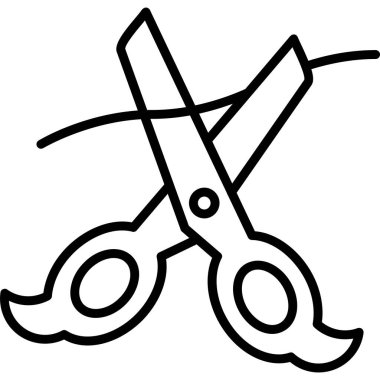 Makas simgesi. Beyaz arka planda yalıtılmış web tasarımı için anahat makas vektör simgesi