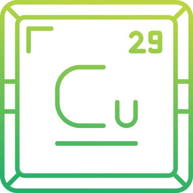 Bakır Cu kimyasal element simgesi. Periyodik tablonun kimyasal elementi. Atom numarası ile imzala 