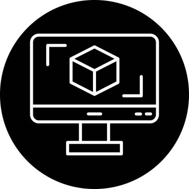 3D modelli bilgisayar ekranı, vektör illüstrasyonu