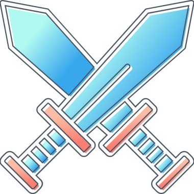 Çapraz kılıç simgesi vektör illüstrasyon 