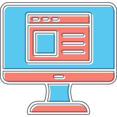 Web sitesi işareti, vektör illüstrasyonlu blog simgesi, bilgisayar ekranı