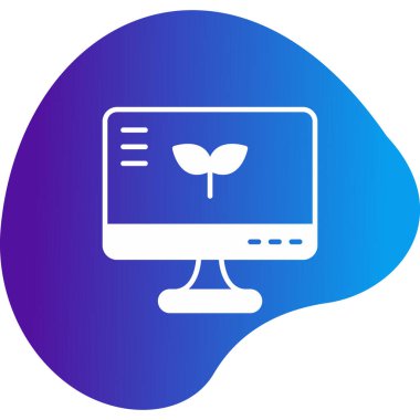 Ekranda bitki olan bilgisayar monitörü. Web simgesi vektör illüstrasyonu 