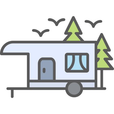 kamp karavan simge vektör çizim