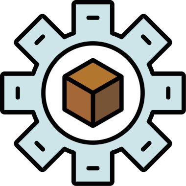 Üretim süreci simgesi, vektör illüstrasyonu basit tasarım