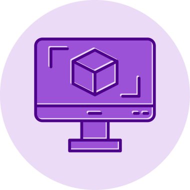 3D modelli bilgisayar ekranı, vektör illüstrasyonu