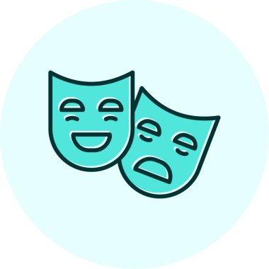 Tiyatro Maskeleri web simgesi, vektör illüstrasyonu 